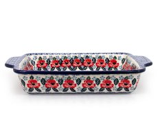 Auflaufform mit Griffe 28 cm Mohnblumen