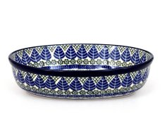 Oval Baking Dish 24 cm (9") Blue Leaves
