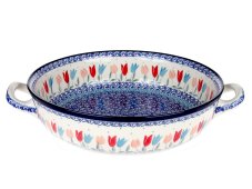 zapékací miska kulatá s uchy 27 cm   Růžové tulipány