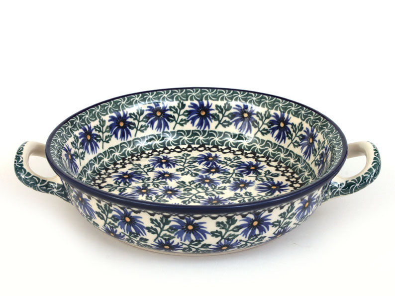 Auflaufform rund mit Henkel 25 cm   Kornblumen
