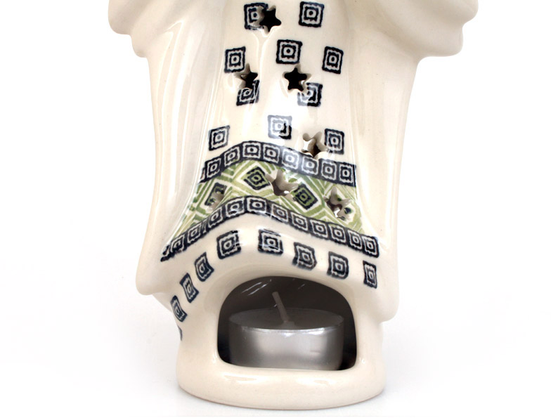 Candle Holder Angel  22 cm (9")   Aztec Sun green