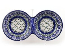Double Bowl 25 cm Blue Leaves