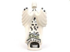 Candle Holder Angel  22 cm (9")   Aztec Sun green