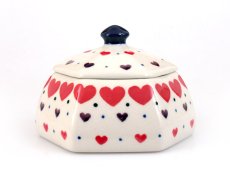 Jar with Lid 10 cm (4")   Red Hearts