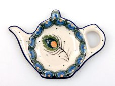 "Jug" Teabag Plate  Peacock Feather