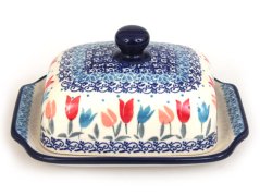 Butter Dish   Pink Tulips