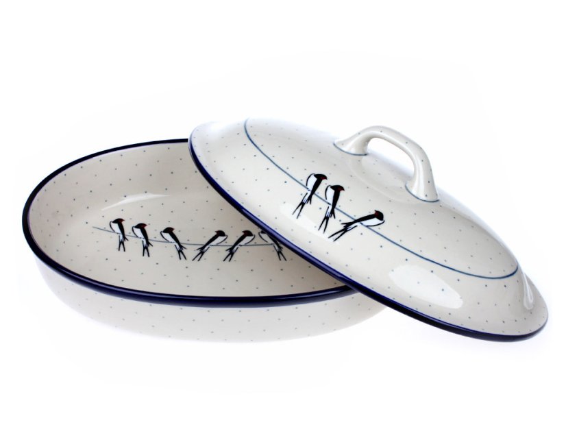 ovál s víkem 36 cm   Vlaštovky  UNIKÁT