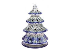 Weihnachtsbaum Windlicht 20 cm   Blaue Blätter