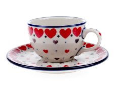 Tasse mit Untertasse 0,1 l   Rote Herzen