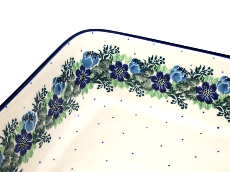 Auflaufform rechteckig 31 cm   Blumenkranz blau