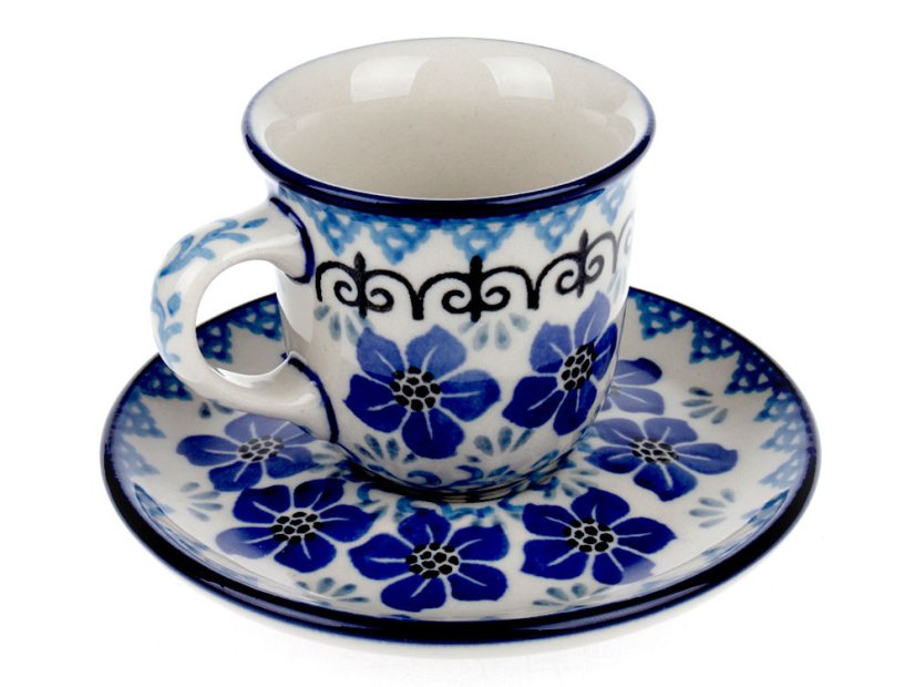 Moccatasse mit Untertasse 0,06 l   Blauer Stern