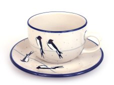 Tasse mit Untertasse 0,2 l   Schwalben UNIKAT
