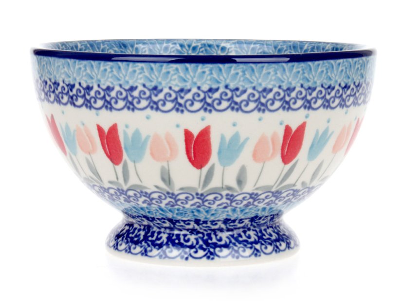 miska na soklu 14,5 cm   Růžové tulipány