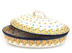 Backform mit Deckel Oval 31 cm   Frühling