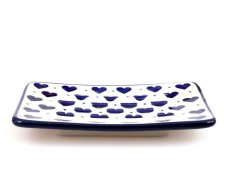 Seifenschale eckig   Blaue Herzchen