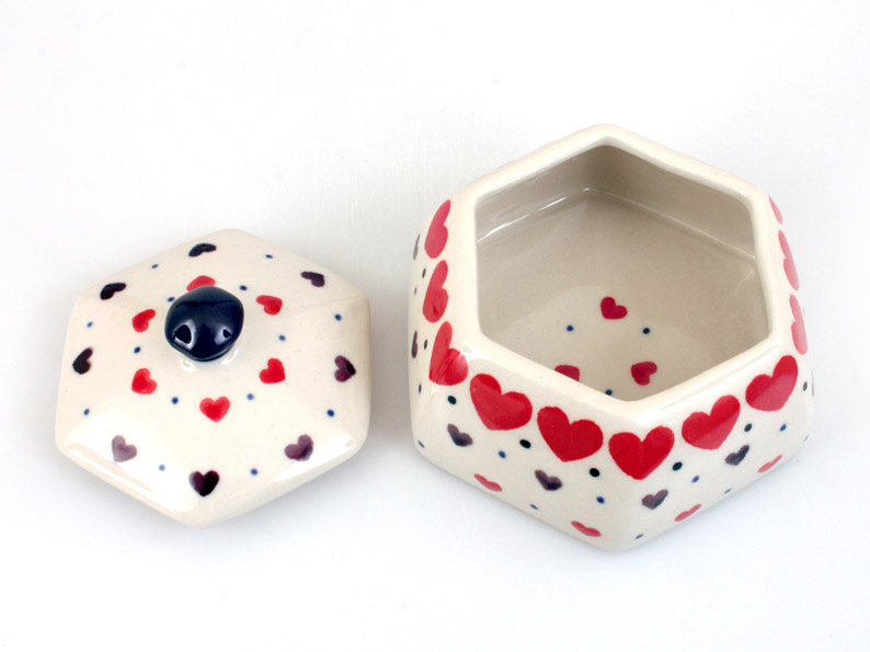 Jar with Lid 10 cm (4")   Red Hearts