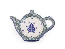 "Jug" Teabag Plate   Blue Leaves