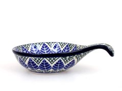 Bowl with Handel 17 cm (7")   Blue Leaves