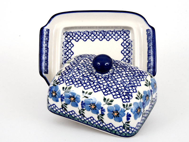 Butter Dish   Blue Rose