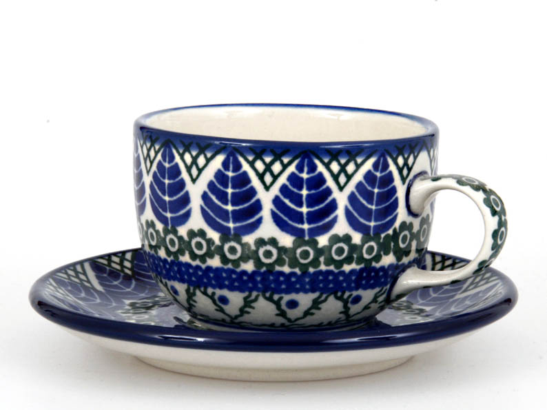 Tasse mit Untertasse 0,2 l   Blaue Blätter