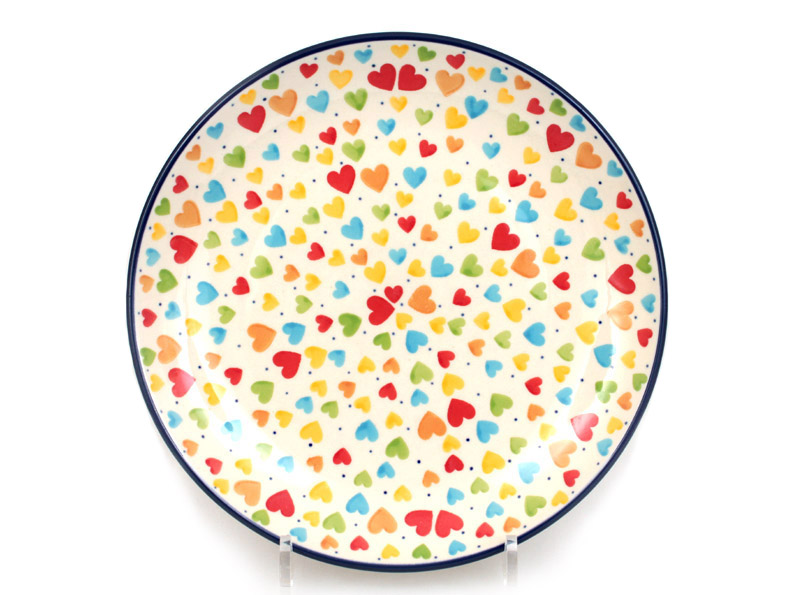 Shallow Plate 25 cm (10")   Colorful Hearts UNIKAT