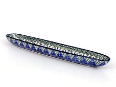 Olivenschale 31 cm   Blaue Blätter
