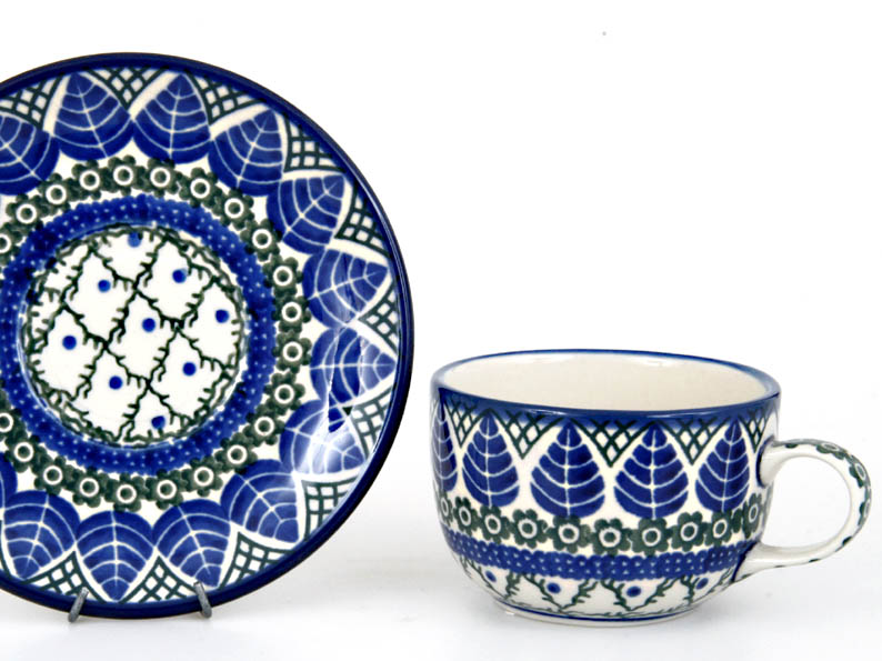 Tasse mit Untertasse 0,2 l   Blaue Blätter