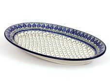 Platten Oval 45 cm   Blaue Blätter