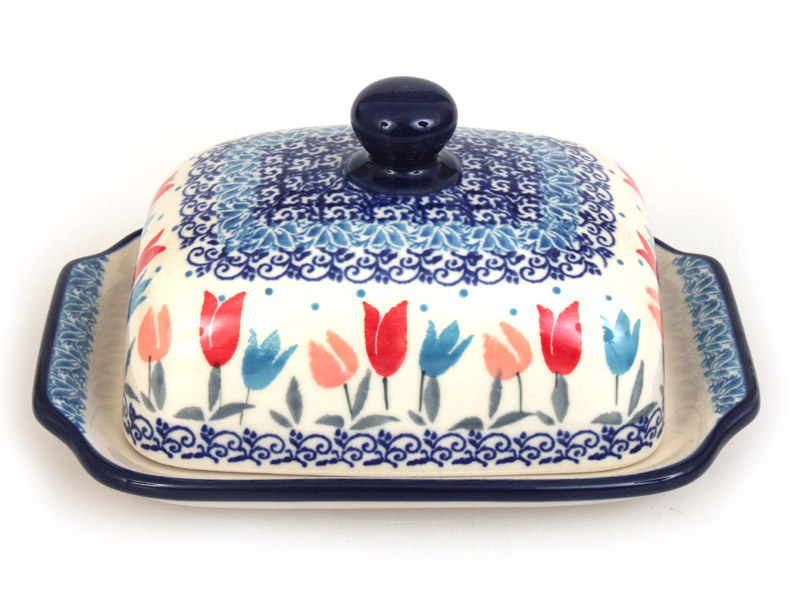 Butter Dish   Pink Tulips