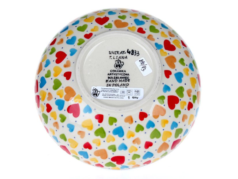Low Bowl  17 cm (7")   Colorful Hearts UNIKAT