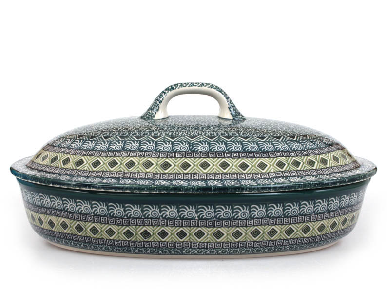 Oval Baking Dish with Lid 36 cm (14")   Aztec Sun green