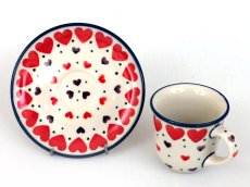 Mocca Cup with Saucer 0,06 l (2 oz)   Red Hearts