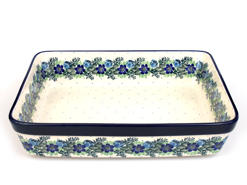Auflaufform rechteckig 31 cm   Blumenkranz blau