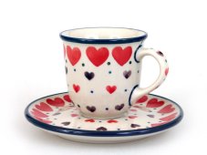Moccatasse mit Untertasse 0,06 l   Rote Herzen