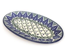 Oval Plate 22 cm (8") Blue Leaves