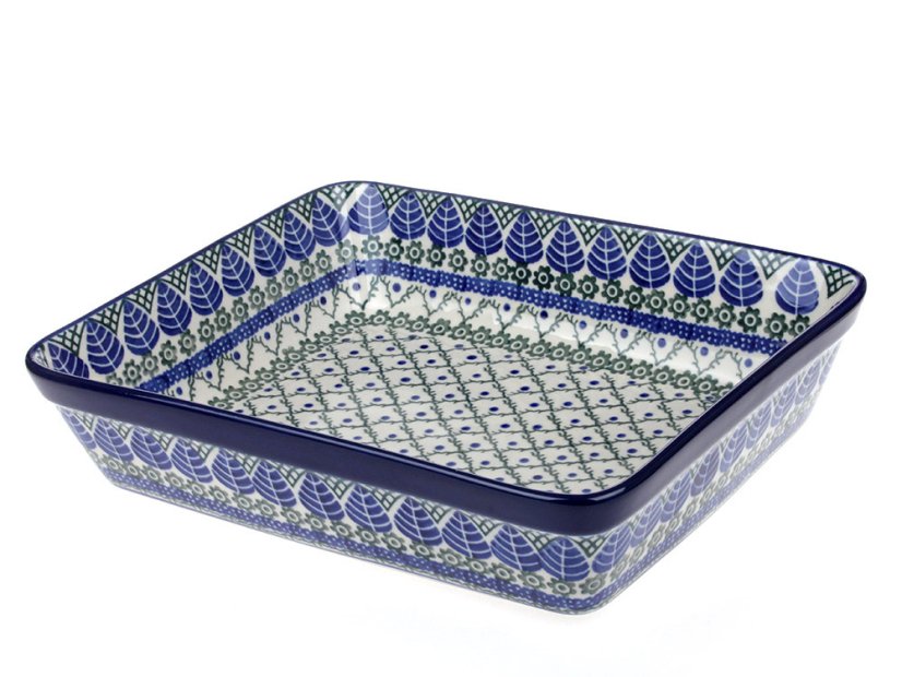 Auflaufform rechteckig 28 cm   Blaue Blätter