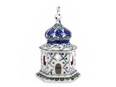 "Curch" Candle Holder 17 cm (7") Blue Leaves