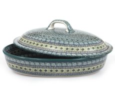 Oval Baking Dish with Lid 36 cm (14")   Aztec Sun green