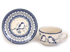 Cup with Saucer 0,2 l (7 oz)   Titmouses in Winter UNIKAT