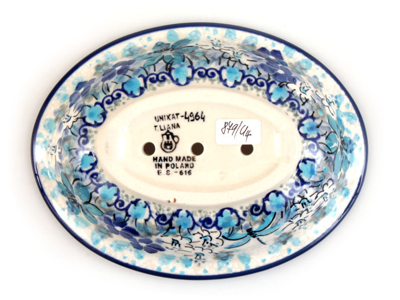 Soap Dish with Holes 14 cm (6")   Blue Summer UNIKAT