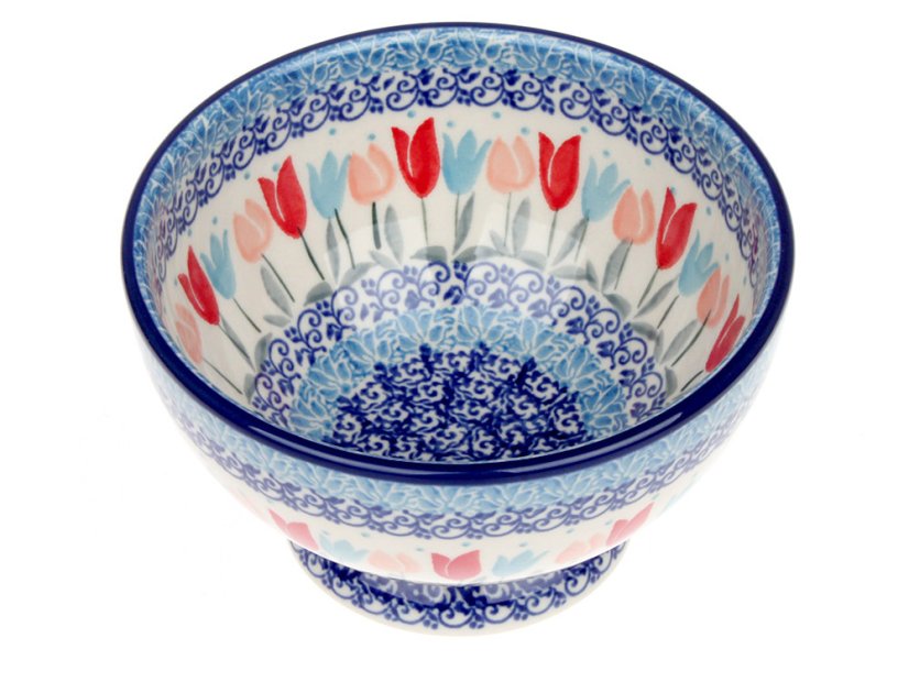 miska na soklu 14,5 cm   Růžové tulipány