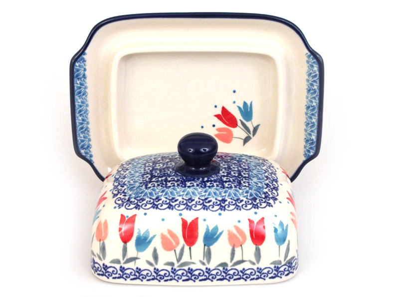 Butter Dish   Pink Tulips