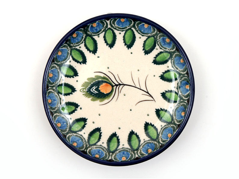Teabag Plate 10 cm (4")  Peacock Feather