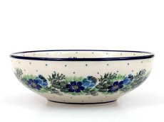 Schüssel niedrig 17 cm   Blumenkranz blau