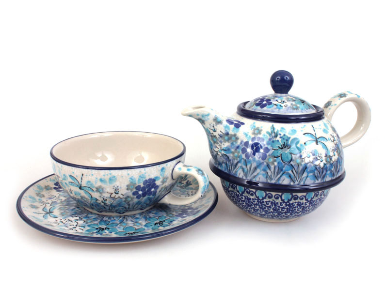 One-cup Teapot 0,6 l+0,25 l   Blue Summer UNIKAT