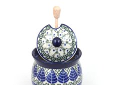 Honey jar 0,4 l (13 oz) Blue Leaves
