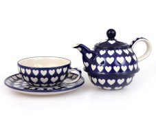 Teekanne & Tasse mit Untertasse 0,6+0,25 l   Herzen