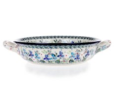 Auflaufform rund mit Henkel 21 cm   Violen UNIKAT