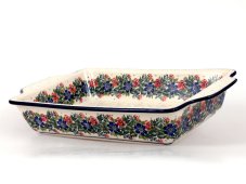 Auflaufform mit Griffe 33 cm Blumenkranz