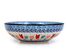 Low Bowl  17 cm (7")   Pink Tulips